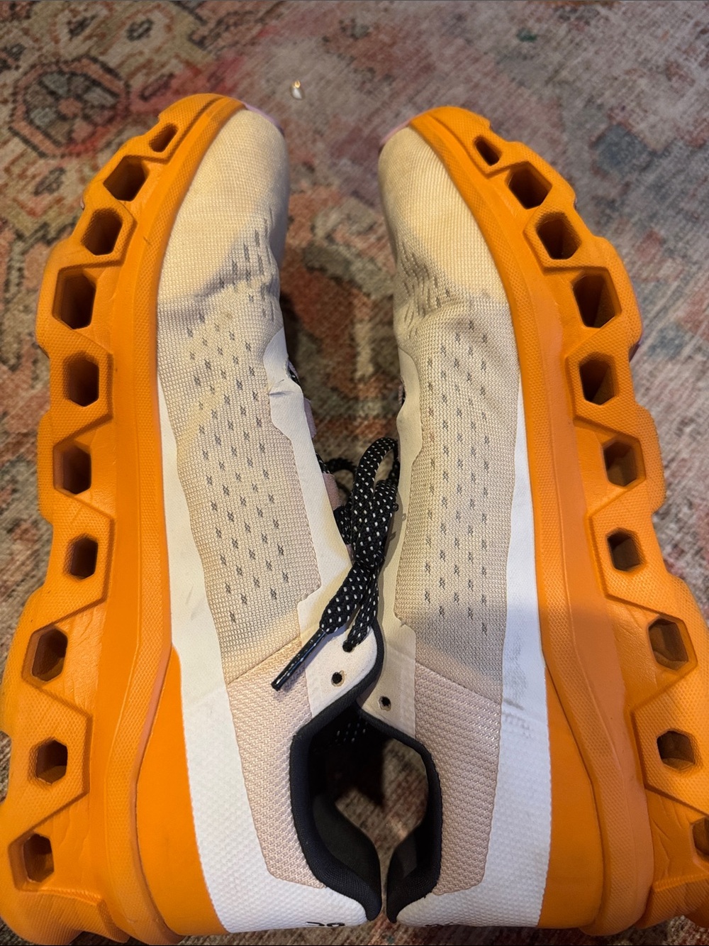 On Running Women Cloudmonster Running Shoes - White & Orange - Picture 11 of 12